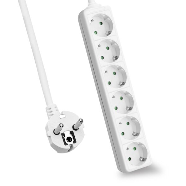 helos Steckdosenleiste CLASSIC, 6-fach, weiß, 1,5m, ohne Schalter
