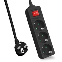 helos Steckdosenleiste CLASSIC, 3-fach, schwarz, 1,5m,...