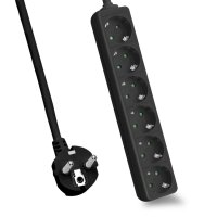 helos Steckdosenleiste CLASSIC, 6-fach, schwarz, 1,5m,...
