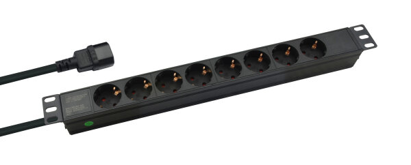 helos 19" Steckdosenleiste PROFESSIONAL, 8-fach, schwarz, 2,0m, für USV (C14)