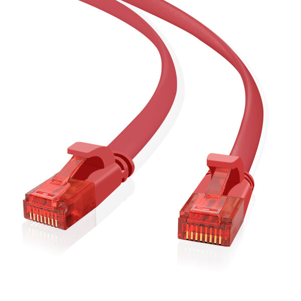 helos Patchkabel Cat 6 Ultraflach U/UTP RJ45 rot 7,5m AWG32