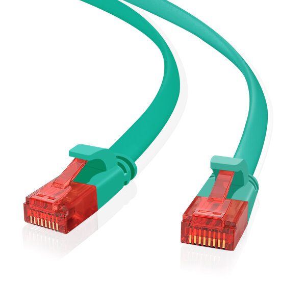helos Patchkabel Cat 6 Ultraflach U/UTP RJ45 grün 0,5m AWG32