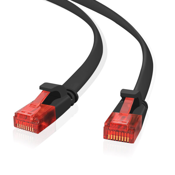 helos Patchkabel Cat 6 Ultraflach U/UTP RJ45 schwarz 15m AWG32