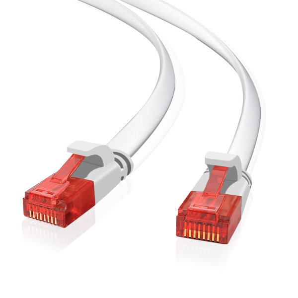 helos Patchkabel Cat 6 Ultraflach U/UTP RJ45 weiß 5m AWG32