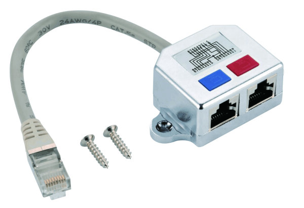 helos T-Adapter Cat 5e ISDN/ISDN Cable-Sharing Adapter 0,15m