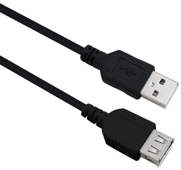 helos Verlängerungskabel, USB 2.0 A Stecker/A Buchse, 3,0m, schwarz
