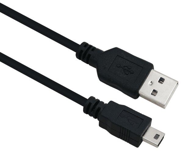 helos Anschlusskabel, USB 2.0 A Stecker/B Mini 5-pin Stecker, 1,0m, schwarz
