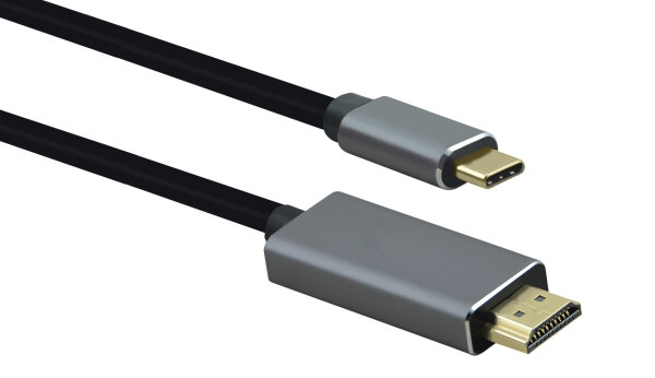 helos Anschlusskabel, USB 3.1 Type-C™/HDMI St., PREMIUM, 1,8m, schwarz