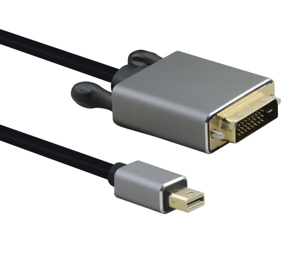 helos Anschlusskabel, mini DisplayPort St./DVI St., PREMIUM, 1,0m, schwarz