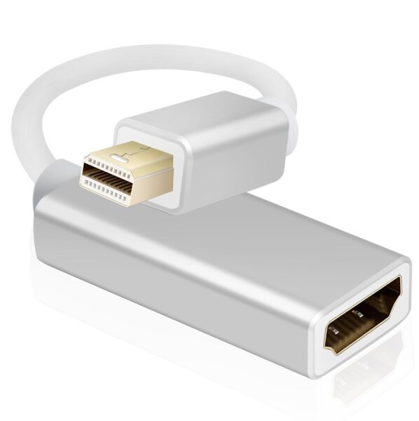 helos Adapterkabel, mini DisplayPort Stecker/ HDMI Buchse, PREMIUM 4K, silber