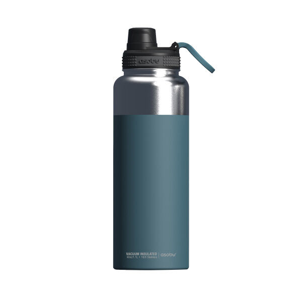 Asobu - Mighty Alpine Flask - isolierte Edelstahl Outdoorflasche 1 Liter Blau