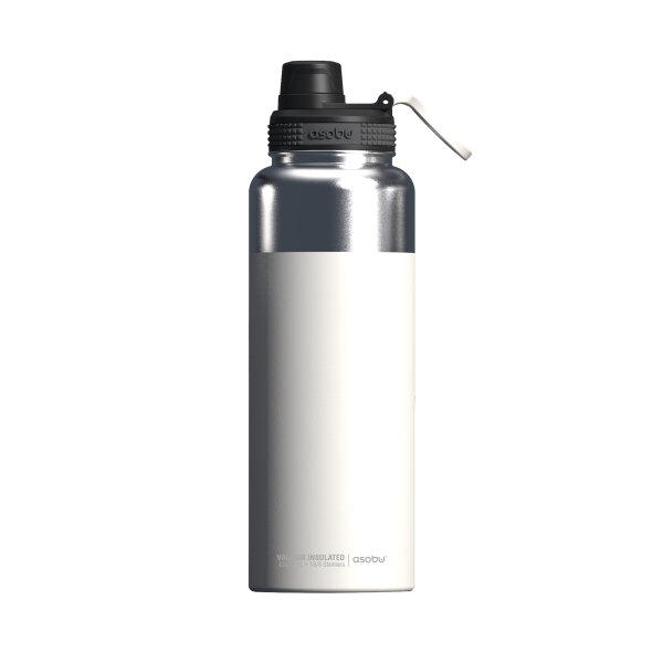 Asobu - Mighty Alpine Flask - isolierte Edelstahl Outdoorflasche 1 Liter Weiß