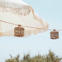 Solar + wiederaufladbare Batterie Outdoor-Lichterkette Alba Jute-Kabel 4,8 m 10 x LED organisches Fasermaterial 35 Lumen Glühbirnen
