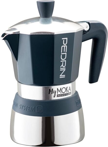 PEDRINI 02CF095 MyMoka induztion KAFFEEKANNE 6 TZ.MYMOKA INDUKTION, Aluminium, 150 milliliters, Taubengraue