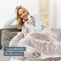 Beurer HD 75 Nordic Heizdecke, kuschelige Wärmedecke in Felloptik, 6 Temperaturstufen, maschinenwaschbar, mit Abschaltautomatik, beige / braun, 180 x 130 cm