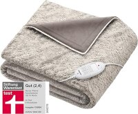 Beurer HD 75 Nordic Heizdecke, kuschelige Wärmedecke in Felloptik, 6 Temperaturstufen, maschinenwaschbar, mit Abschaltautomatik, beige / braun, 180 x 130 cm