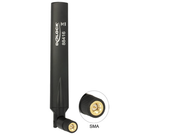 Delock GSM / UMTS Antenne SMA Stecker 1,0 - 3,5 dBi omnidir.l mit Kipp. schwarz