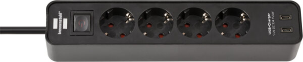 Brennenstuhl Ecolor Steckdosenleiste 4-fach mit Schalter & 2x USB-C schwarz 1,5m