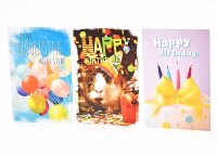 Geburtstagskarte - 100 Stück - 3 Motive - 11,5 x...
