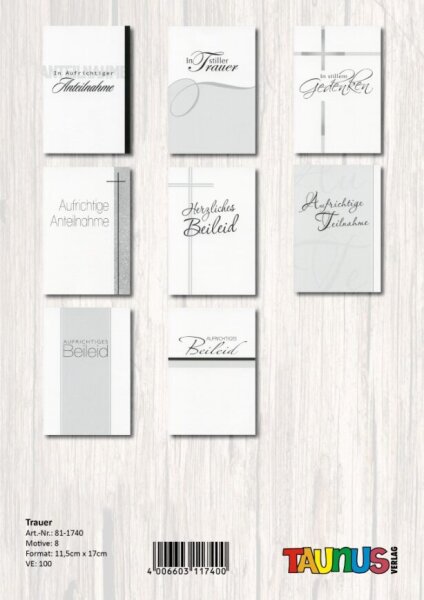 Trauerkarte - 100 Stück - 8 Motive