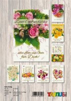 Geburtstagskarten Blumen - 100 Stück - 8 Motive