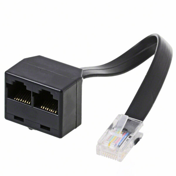 helos 8P8C-Zweifachadapter schwarz, ca.10 cm Kabel, lose