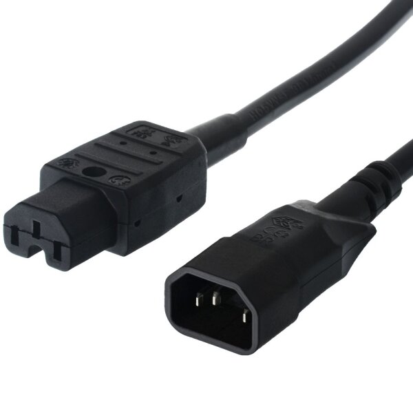 Bachmann Netzkabel C14 Stecker/ C15 Buchse schwarz 2m