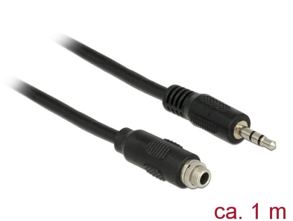 Delock Kabel Klinke 3 Pin 3,5 mm Stecker > Buchse 1 m
