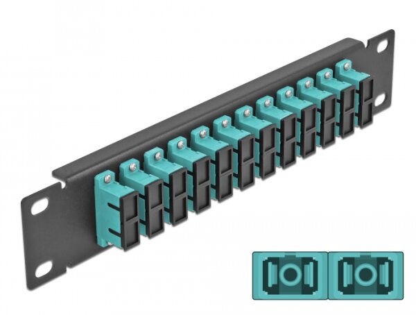 Delock 10" LWL Patchpanel 12 Port SC Duplex aqua 1 HE schwarz
