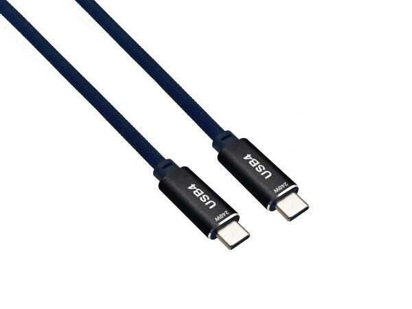 helos Anschlusskabel, USB 4, 40 Gbps 240W,Type-C PREMIUM Stecker, 2m, schwarz