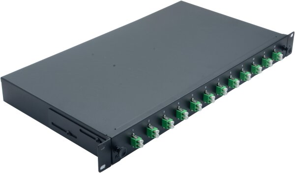 helos LWL 19" Spleissbox 12 x LC/APC Duplex OS2, spleißfertig, schwarz