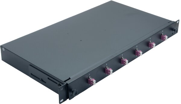 helos LWL 19" Spleissbox 6 x LC Duplex OM4, spleißfertig, schwarz