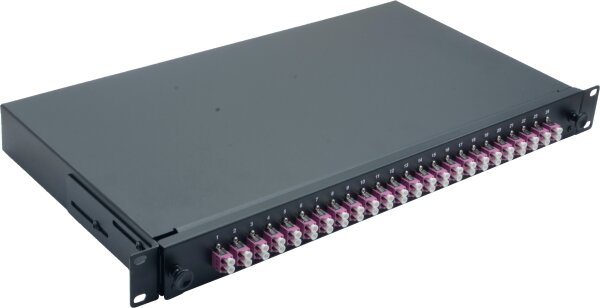 helos LWL 19" Spleissbox 24 x LC Duplex OM4, spleißfertig, schwarz