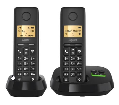 Gigaset PURE 100 AM Duo schwarz Schnurlostelefon mit AB Int.Ware