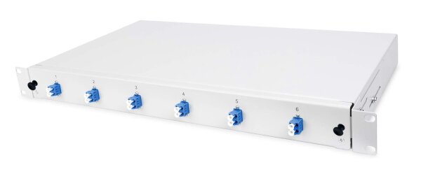 helos LWL 19" Breakoutbox mit 6-fach SC-duplex Blende blau