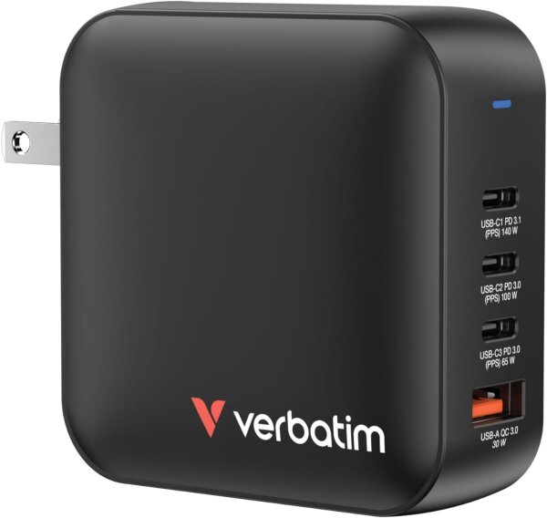 Verbatim Mini GaN Ladegerät 165W 4 Port US/EU/UK ADP