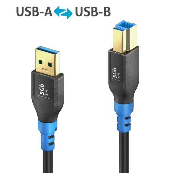 PureLink FlexInstall USB-A auf USB-B Kabel USB 3.0 5Gbps 1.00m