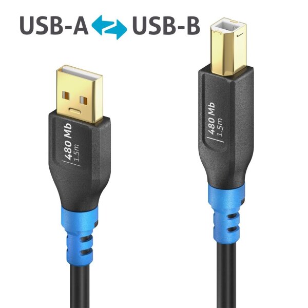 PureLink FlexInstall USB-A auf USB-B Kabel USB 2.0 480Mbps 1.50m