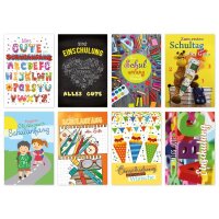 Schulanfangskarte - 100 Stück - 8 Motive - 11,5 x...