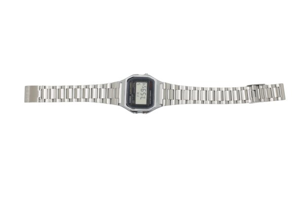CASIO A158WA Vintage Unisex-Uhr Digital mit Edelstahlarmband, silber