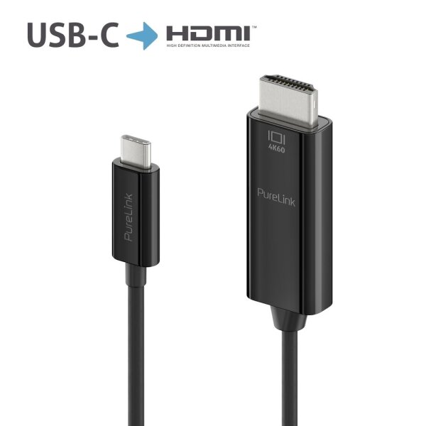PureLink USB-C auf HDMI Kabel, aktiv 4K 1,0m, schwarz