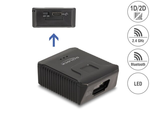 Delock Wearable Barcode Scanner 1D und 2D mit 2,4 GHz oder Bluetooth