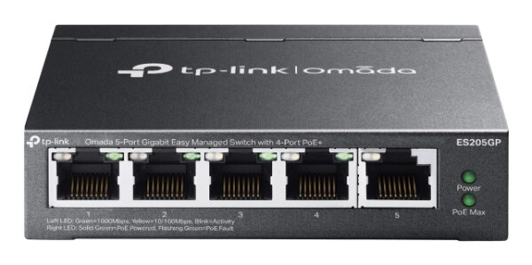 TP-Link Omada ES205G Managed Gigabit Ethernet (10/100/1000) Power over Ethernet (PoE) Schwarz
