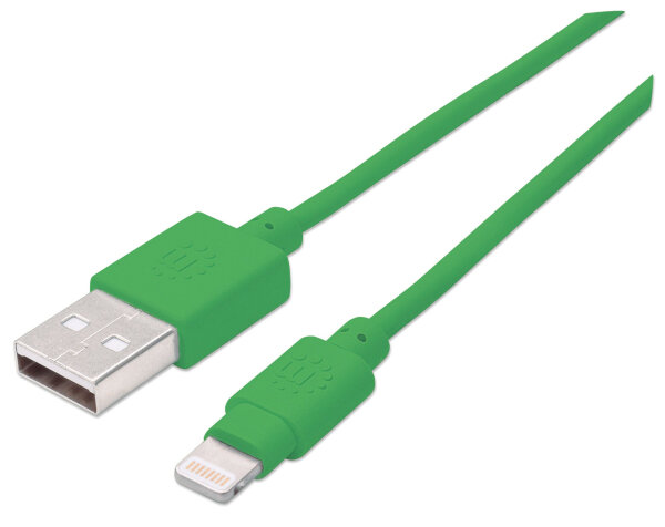 Manhattan iLynk Lightning auf USB Kabel für iPad/iPhone/iPod, A-Stecker / Lightning-Stecker, 15 cm, grün