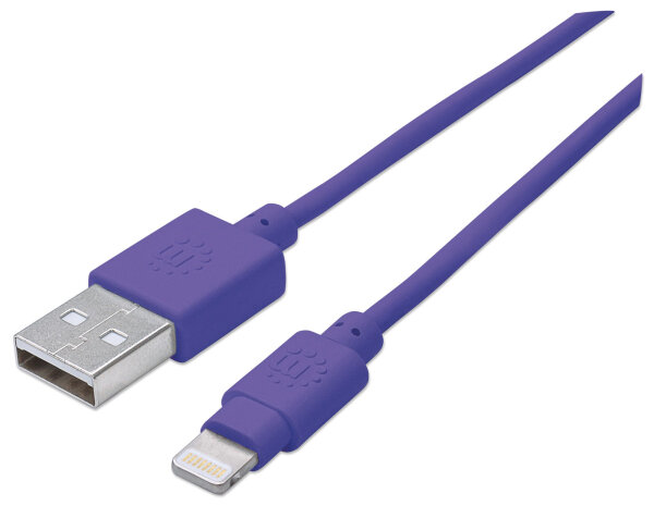 Manhattan iLynk Lightning auf USB Kabel für iPad/iPhone/iPod, A-Stecker / Lightning-Stecker, 15 cm, lila
