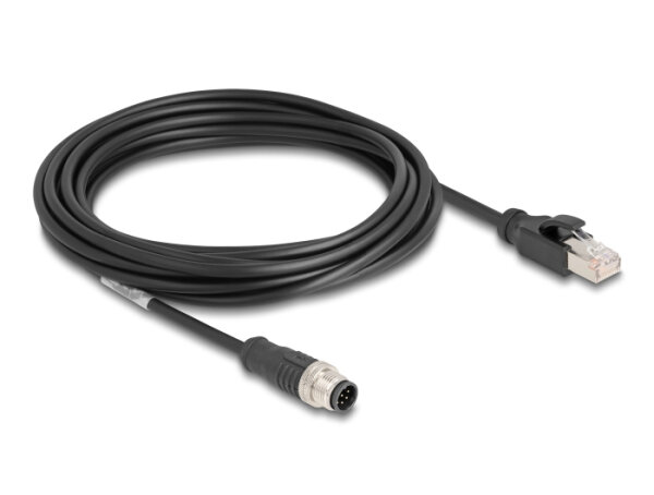DeLOCK M12 Kabel A-kodiert 8 Pin Stecker zu RJ45 Stecker PVC 5 m