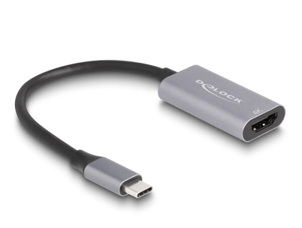 DeLOCK 60020 HDMI-Kabel 0,15 m HDMI Typ A (Standard) USB Typ-C Schwarz, Grau
