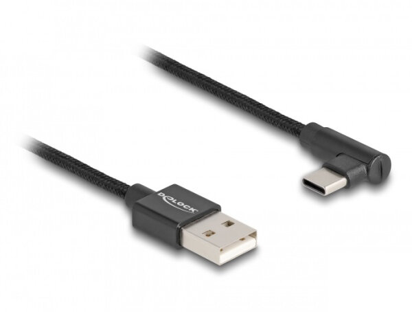 DeLOCK USB 2.0 Kabel Typ-A Stecker zu USB Type-C Stecker gewinkelt 0,5 m schwarz
