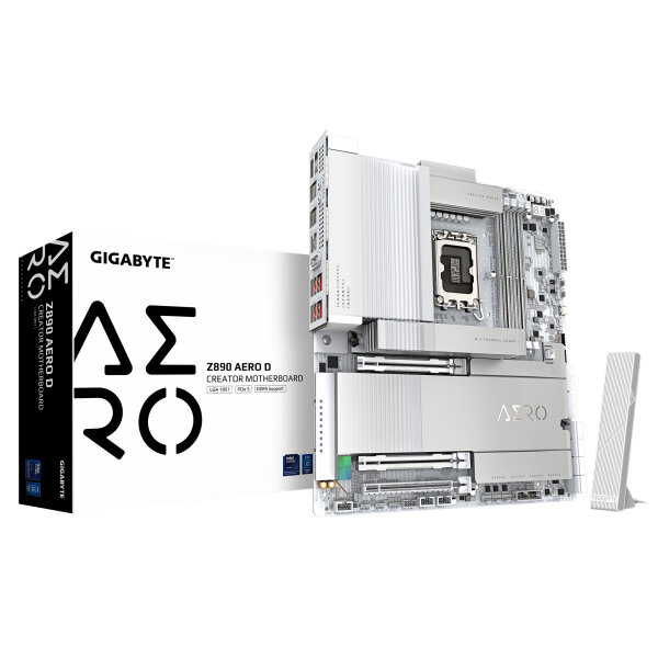 GIGABYTE Z890 AERO D Motherboard - Unterstützt Intel Core Ultra (Serie 2) CPUs, 16+1+2 Phasen VRM, bis zu 9500MHz DDR5 (OC), PCIe 5.0 M.2, Wi-Fi 7, Thunderbolt 5