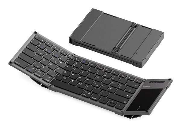 Inateck KB06101_STEEL GRAY Tastatur Haus RF Wireless + Bluetooth QWERTZ Englisch Schwarz